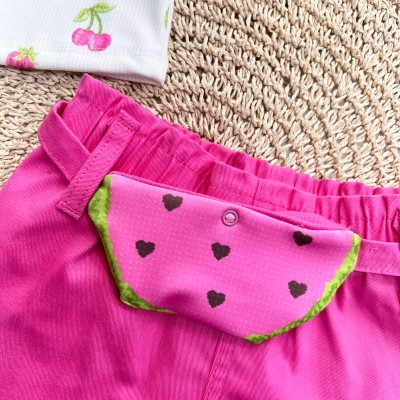 Conj. Regata Frutinhas e Short com Pochete de Melancia - Rosa 